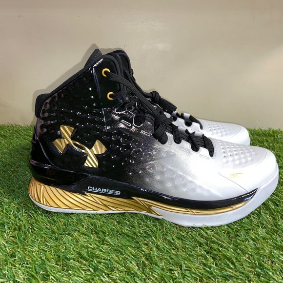 Mens Under Armour UA Curry 1 Retro MVP Black White Gold 3026051-001 Size NEW main image 12